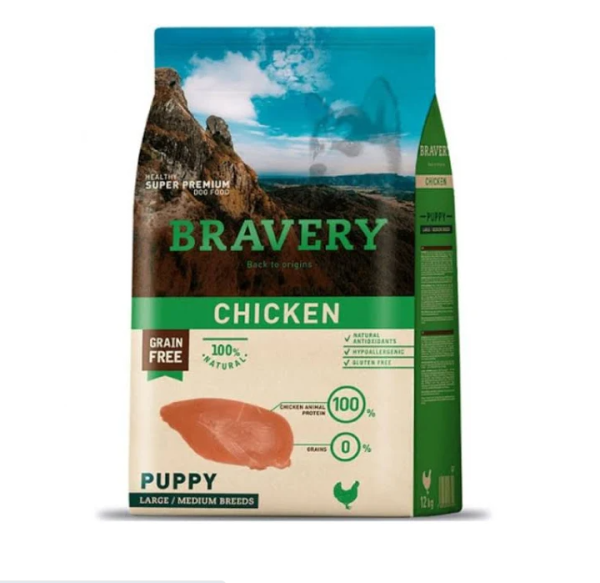 Bravery Chicken puppy Large/Medium Breeds x12 kg